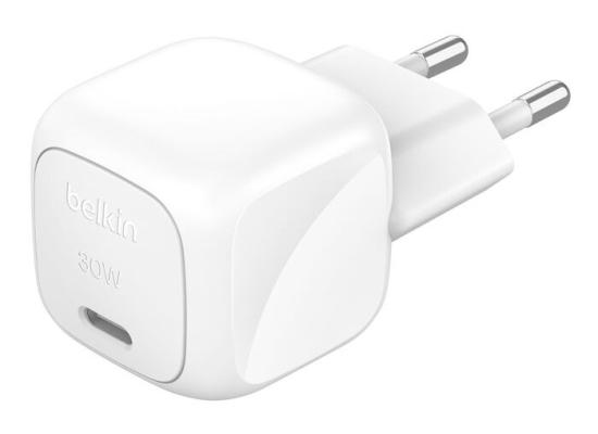 Belkin BoostCharge Compact 30W USB-C PD Fast Charging AC Charger for All iPhone 16 and iPhone 15 Models Samsung Galaxy S25, iPad, AirPods, and More - White